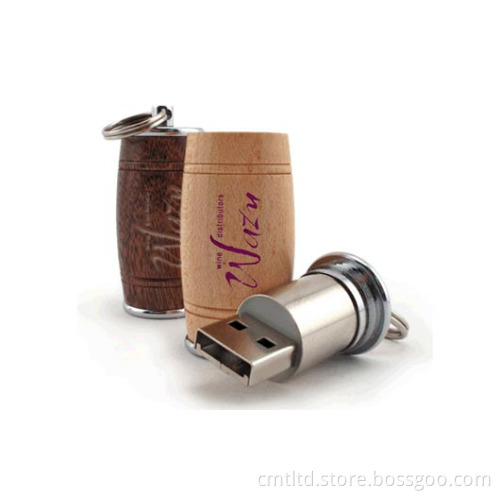 Wood Custom USB Flash Drive, Drum Style Can Take Laser Engrave Logo